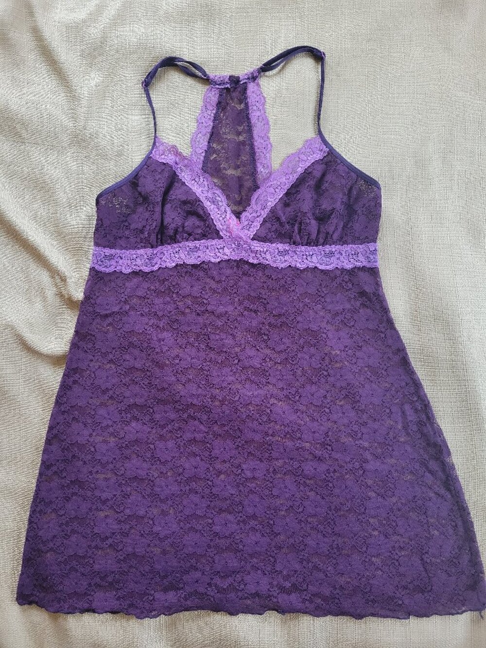 Cosmopolitan Y2K Purple Floral Lace Sheer Slip Chemise